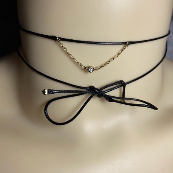 Dainty Black Wrap BowTie Bracelet Choker Necklace - Picture 1 of 1